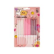 Свечи для торта с держателями MESHU «Rose», розовые, 9см, 12шт