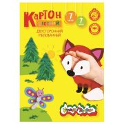 Картон цветн.двустор.мел.А4. 7л. 7цв.КАЛЯКА-МАЛЯКА.+линейка.в папке