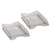 Лоток для бумаг горизонтальный Стамм «Люкс», набор 2шт., тонированный серый