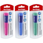 Точилка пластиковая с ластиком Berlingo «Supertwist», 1 отверстие, блистер, ассорти