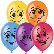 Воздушные шары,  50шт., М12/30см, ПатиБум «Улыбки», пастель+декор