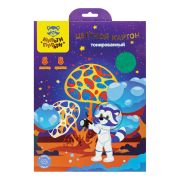 Картон цветной А4, Мульти-Пульти, 8л., 8цв., тонированный, в папке, «Енот в космосе»