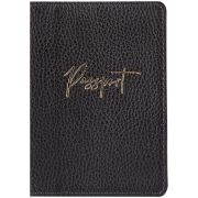 Обложка для паспорта OfficeSpace «Naples», кожа, серый, тиснение фольгой