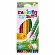 Карандаши цветные пластиковые стираемые Carioca «Tita Erasable», 12цв., заточен., картон, европодвес