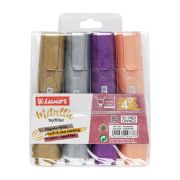 Набор текстовыделителей Luxor «Textliter Metallic» 04 цвета, 1-5мм, чехол с европодвесом.