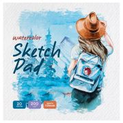 Скетчбук для акварели, 20л., 200*200 BG «Путешествие», на склейке, 200г/м2, ГОЗНАК, среднее зерно