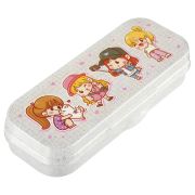 Пенал-футляр, 215*90*43 СТАММ «Подружки», прозрачный с блестками