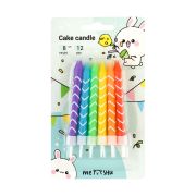 Свечи для торта с держателями MESHU «Bright», ассорти, 8см, 12шт