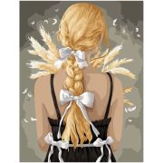 Картина по номерам на холсте ТРИ СОВЫ «Девушка с букетом колосьев», 30*40, с акриловыми красками и к