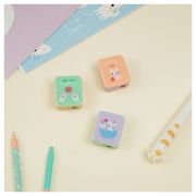 Точилка пластиковая MESHU «White kitty», 1 отверстие, ассорти